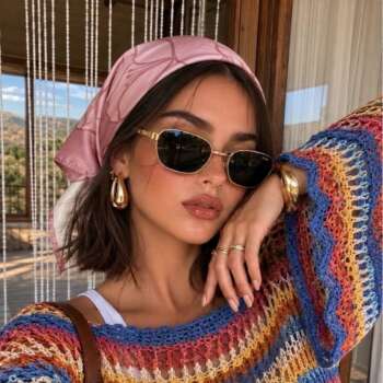 pembe krem çiçek desenli kadın fular kombin — Fulerya